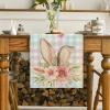 Artoid Mode Colourful Buffalo Plaid Bunny Ears Flower Easter Table Runner, Spring Seasonal Holiday Kitchen Dining Table Decoration for Home Party Decor 13 x 72 Inch(Blue /Yellow)