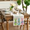 Artoid Mode Green Blue Pink Rabbit Bunny Happy Easter Table Runner, Spring Seasonal Holiday Kitchen Dining Table Decoration for Home Party Decor 13 x 72 Inch(Green/Blue/Pink)