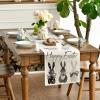 Artoid Mode Green Blue Pink Rabbit Bunny Happy Easter Table Runner, Spring Seasonal Holiday Kitchen Dining Table Decoration for Home Party Decor 13 x 72 Inch(Black/Grey/White)