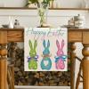 Artoid Mode Green Blue Pink Rabbit Bunny Happy Easter Table Runner, Spring Seasonal Holiday Kitchen Dining Table Decoration for Home Party Decor 13 x 72 Inch(Green/Blue/Pink)