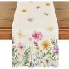 Artoid Mode Flowers Butterfly Spring Table Runner, Seasonal Summer Kitchen Dining Table Decoration for Home Party Decor 13×72 Inch(Beige)