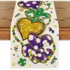 Artoid Mode Iris Jewellery Hearts Mardi Gras Table Runner, Seasonal Kitchen Dining Table Decoration for Home Party Decor 13×72 Inch(Beige)