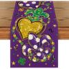 Artoid Mode Iris Jewellery Hearts Mardi Gras Table Runner, Seasonal Kitchen Dining Table Decoration for Home Party Decor 13×72 Inch(Purple)