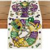 Artoid Mode Irises Beads Mask Doughnut Hat Mardi Gras Table Runner, Carnival Kitchen Dining Table Decoration for Home Party Decor 13×72 Inch(Beige)