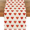 Artoid Mode Love Heart Valentine’s Day Table Runner, Seasonal Anniversary Kitchen Dining Table Decoration for Indoor Home Party 13×72 Inch(White)