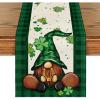 Artoid Mode Shamrock Buffalo Plaid Gnomes Lucky St. Patrick’s Day Table Runner, Kitchen Dining Table Decor for Outdoor Home Party Decor 13 x 72 Inch(Black/Green)