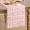 Artoid Mode White Soft Plush Faux Fur Jacquard Bows Table Runner, Valentine’s Kitchen Dining Table Decoration for Home Party Decor 13×72 Inch(Pink)