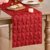 Artoid Mode White Soft Plush Faux Fur Jacquard Bows Table Runner, Valentine’s Kitchen Dining Table Decoration for Home Party Decor 13×72 Inch(Red)