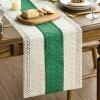 Artoid Mode Army Green Farmhouse Rustic Table Runner, Seasonal Hollow Kitchen Dining Table Decoration for Home Party Decor 12×72 Inch(Dark Green)