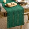 Artoid Mode Army Green Farmhouse Woven Rustic Hollow Table Runner, Seasonal Holiday Hollow Kitchen Dining Table Decoration for Home Party Decor 12×72 Inch(Dark Green)