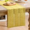 Artoid Mode Army Green Farmhouse Woven Rustic Hollow Table Runner, Seasonal Holiday Hollow Kitchen Dining Table Decoration for Home Party Decor 12×72 Inch(Yellow)