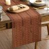 Artoid Mode Army Green Farmhouse Woven Rustic Hollow Table Runner, Seasonal Holiday Hollow Kitchen Dining Table Decoration for Home Party Decor 12×72 Inch(Caramel)
