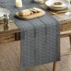 Artoid Mode Army Green Farmhouse Woven Rustic Hollow Table Runner, Seasonal Holiday Hollow Kitchen Dining Table Decoration for Home Party Decor 12×72 Inch(Dark Grey)
