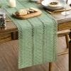Artoid Mode Army Green Farmhouse Woven Rustic Hollow Table Runner, Seasonal Holiday Hollow Kitchen Dining Table Decoration for Home Party Decor 12×72 Inch(Light Green)