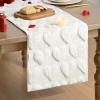 Artoid Mode Beige Soft Plush Faux Fur Jacquard Love Heart Valentine’s Table Runner, Kitchen Dining Table Decoration for Home Party Decor 13×72 Inch(White)