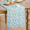 Artoid Mode Blue Soft Plush Faux Fur Jacquard Embroidery Daisy Spring Table Runner, Kitchen Dining Table Decoration for Home Party Decor 13×72 Inch(Blue)