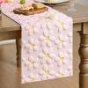 Artoid Mode Blue Soft Plush Faux Fur Jacquard Embroidery Daisy Spring Table Runner, Kitchen Dining Table Decoration for Home Party Decor 13×72 Inch(Pink)