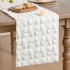 Artoid Mode White Soft Plush Faux Fur Jacquard Bows Table Runner, Valentine’s Kitchen Dining Table Decoration for Home Party Decor 13×72 Inch(White)
