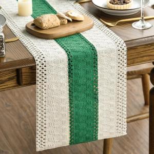 Artoid Mode Army Green Farmhouse Rustic Table Runner, Seasonal Hollow Kitchen Dining Table Decoration for Home Party Decor 12×72 Inch(Dark Green)