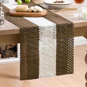 Artoid Mode Army Green Farmhouse Rustic Table Runner, Seasonal Hollow Kitchen Dining Table Decoration for Home Party Decor 12×72 Inch(Light Coffee 1)