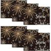 Artoid Mode Beige Snowflake Let It Snow Winter Placemats Set of 4, 14 Inch Seasonal Christmas Xmas Round Table Mats for Dining Decoration(Black/Silver)