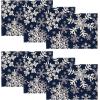 Artoid Mode Black Snowflakes Christmas Placemats for Dining Table, 12 x 18 Inch Seasonal Winter Washable Table Mats Set of 4(Navy Blue)