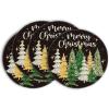 Artoid Mode Black Stars Xmas Tree Merry Christmas Round Placemats Set of 4, 14 Inch Christmas Round Table Mats for Dining Decoration(Black)