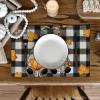 Artoid Mode Buffalo Plaid Gnome Fall Placemats Set of 4, 12×18 Inch Autumn Leaves Table Mats for Table Runner Party Kitchen Dining Decoration