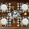 Artoid Mode Buffalo Plaid Gnome Fall Placemats Set of 4, 12×18 Inch Autumn Leaves Table Mats for Table Runner Party Kitchen Dining Decoration