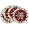 Artoid Mode Buffalo Plaid Snowflakes Winter Placemats Set of 4, 14 Inch Seasonal Christmas Round Table Mats for Dining Decoration(Red)