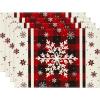 Artoid Mode Buffalo Plaid Snowflakes Winter Placemats Set of 4, 14 Inch Seasonal Christmas Round Table Mats for Dining Decoration(Red)