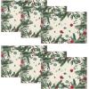 Artoid Mode Poinsettia Holly Leaves Merry Christmas Round Placemats Set of 4, 14 Inch Winter Round Table Mats for Dining Decoration(Green/Beige)