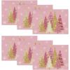 Artoid Mode Xmas Trees Snowflakes Winter Placemats Set of 4, 12×18 Inch Seasonal Red Christmas Table Mats for Party Kitchen Dining Decoration(Pink)