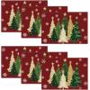 Artoid Mode Xmas Trees Snowflakes Winter Placemats Set of 4, 12×18 Inch Seasonal Red Christmas Table Mats for Party Kitchen Dining Decoration(Red)
