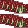 Artoid Mode Xmas Trees Snowflakes Winter Placemats Set of 4, 12×18 Inch Seasonal Red Christmas Table Mats for Party Kitchen Dining Decoration(Red)