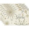 Artoid Mode Beige Snowflake Let It Snow Winter Placemats Set of 4, 14 Inch Seasonal Christmas Xmas Round Table Mats for Dining Decoration(Beige/Silver)