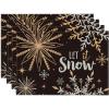 Artoid Mode Beige Snowflake Let It Snow Winter Placemats Set of 4, 14 Inch Seasonal Christmas Xmas Round Table Mats for Dining Decoration(Black/Silver)