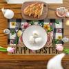 Artoid Mode Buffalo Plaid Bunny Egg Flowers Happy Easter Place Mats 12×18 Inch Set of 4 and Table Runner 13×72 Inch