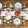 Artoid Mode Buffalo Plaid Bunny Egg Flowers Happy Easter Placemats Set of 4, 12×18 Inch Spring Seasonal Table Mats for Party Kitchen Dining Decoration