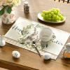 Artoid Mode Buffalo Plaid Bunny Rabbits Happy Easter Placemats Set of 4, 12×18 Inch Seasonal Flower Table Mats for Party Kitchen Dining Decoration