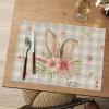 Artoid Mode Buffalo Plaid Rabbit Ears Flowers Vinyl Easter Placemats Set of 4, 12×18 Inch Wipeable Non-Slip PVC Place Mats for Party Kitchen Dining Decor
