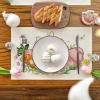Artoid Mode Bunny Egg Carrot Flower Easter Placemats Set of 4, 12×18 Inch Seasonal Spring Table Mats for Party Kitchen Dining Decoration(Beige)