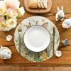 Artoid Mode Bunny Rabbit Butterfly Eggs Flowers Round Easter Placemats Set of 4, 14 Inch Spring Round Table Mats for Dining Decoration(Beige)