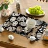 Artoid Mode Bunny Rabbit Eggs Flowers Easter Placemats Set of 4, 12×18 Inch Seasonal Spring Holiday Table Mats for Party Kitchen Dining Decoration(Black)