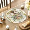 Artoid Mode Bunny Rabbit Eggs Tree Flowers Round Easter Placemats Set of 4, 14 Inch Spring Round Table Mats for Dining Decoration(Beige)