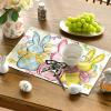 Artoid Mode Bunny Rabbits Eggs Easter Placemats Set of 4, 12×18 Inch Floral Bow Seasonal Spring Holiday Table Mats for Party Kitchen Dining Decoration(Beige)