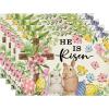 Artoid Mode Bunny Rabbits Eggs He is Risen Easter Place Mats 12×18 Inch Set of 4 and Table Runner 13×72 Inch