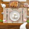 Artoid Mode Dots Pink Lingge Bunny Tulips Easter Placemats Set of 4, 12×18 Inch Spring Table Mats for Outdoor Home Party Kitchen Dining Decor