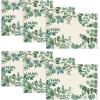 Artoid Mode Eucalyptus Leaves Summer Placemats for Dining Table, 12 x 18 Inch Spring Seasonal Holiday Rustic Vintage Washable Table Mats Set of 6(Green)