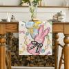 Artoid Mode Floral Bow Bunny Rabbits Eggs Easter Place Mats 12×18 Inch Set of 4 and Table Runner 13×72 Inch